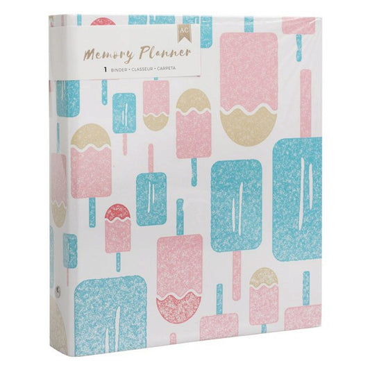 american crafts memory planner binder - popsicle design  -- 12 per case