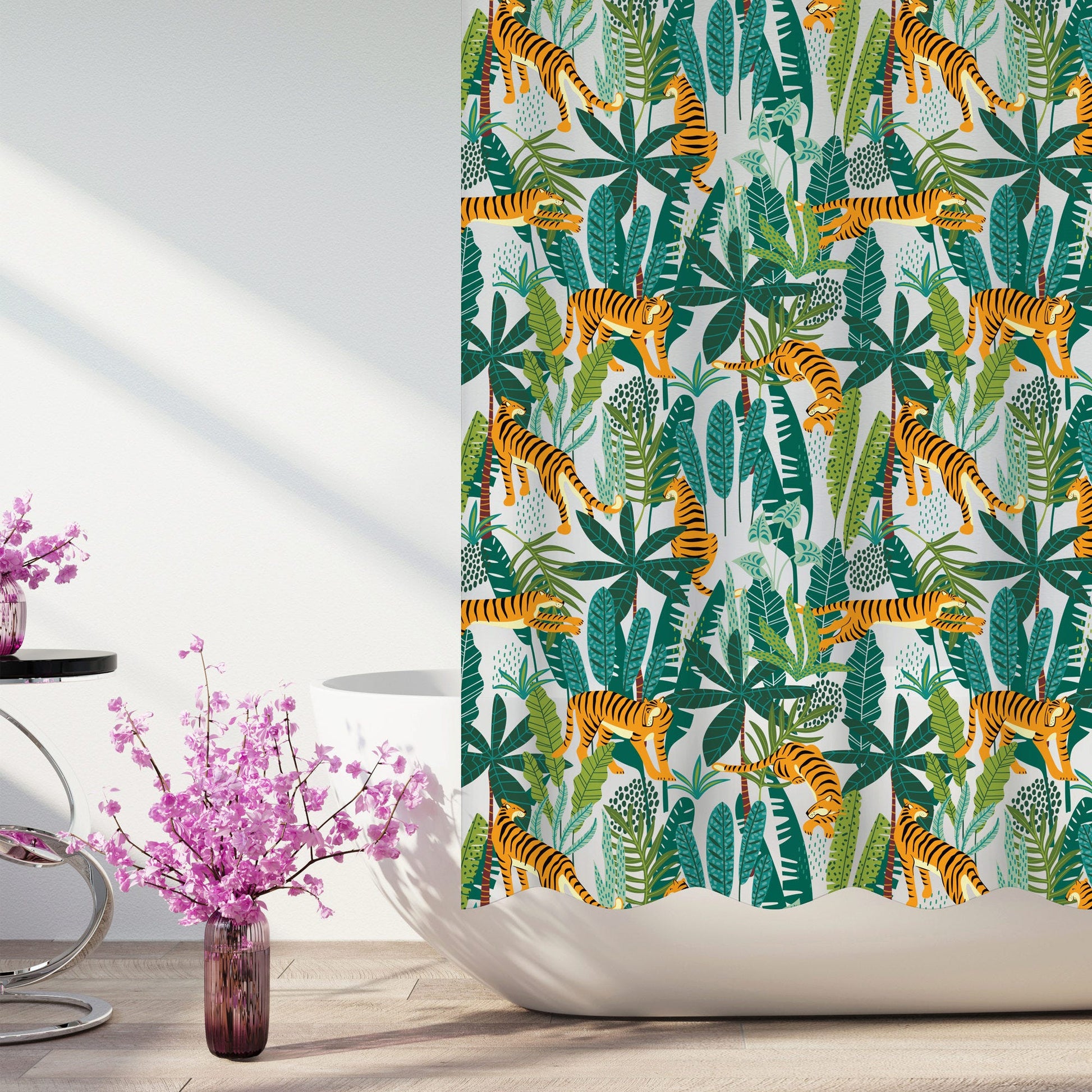 jade park peva tiger lounge shower curtain - 70x72 -- 6 per box