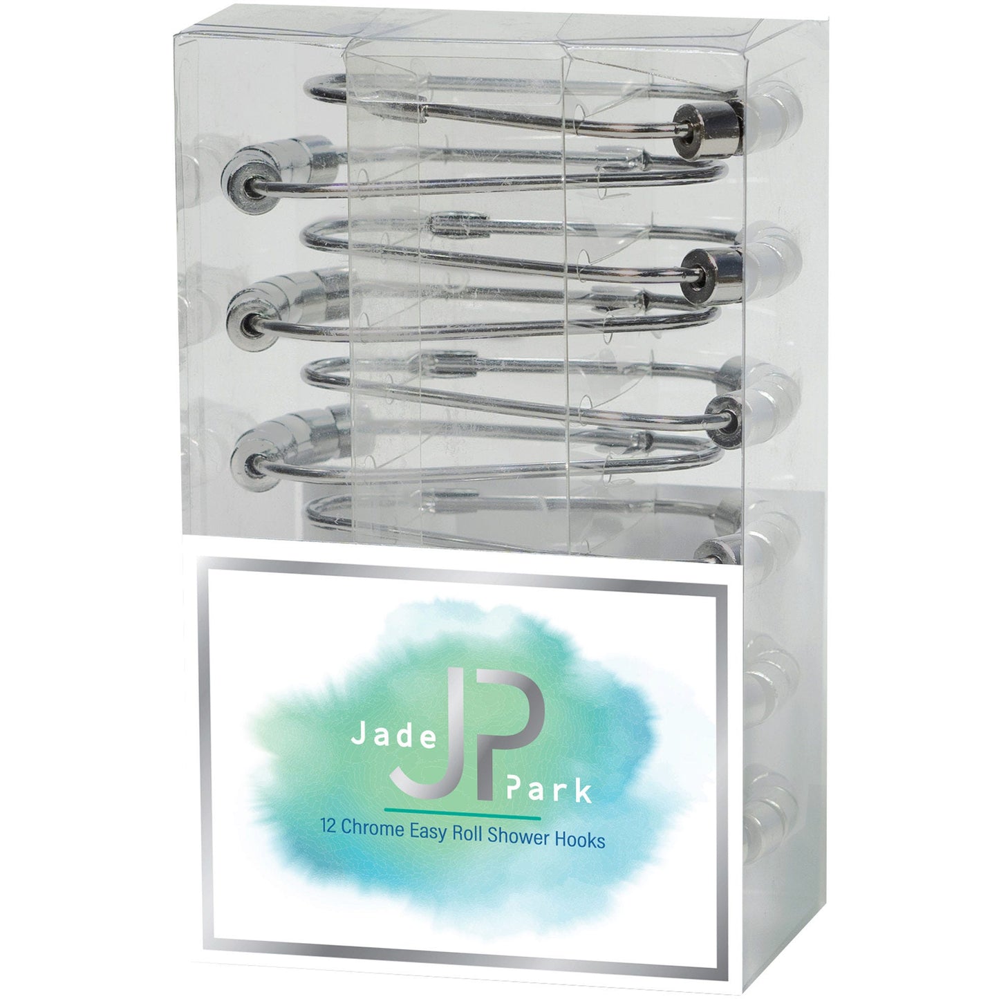 jade park decorative satin nickel shower curtain hooks  -- 8 per box