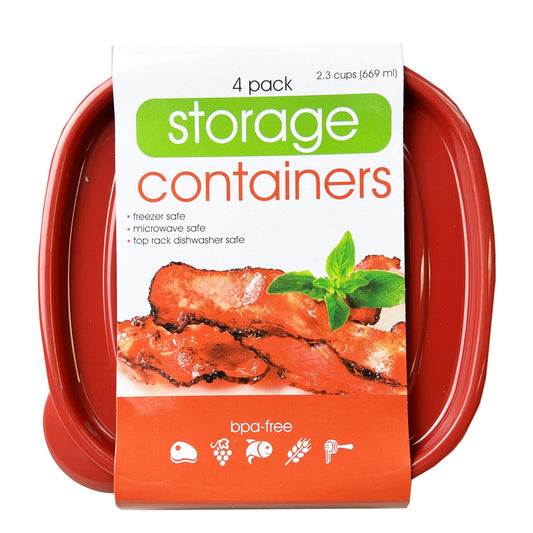 plastic square food containers - 4 pack -- 9 per box