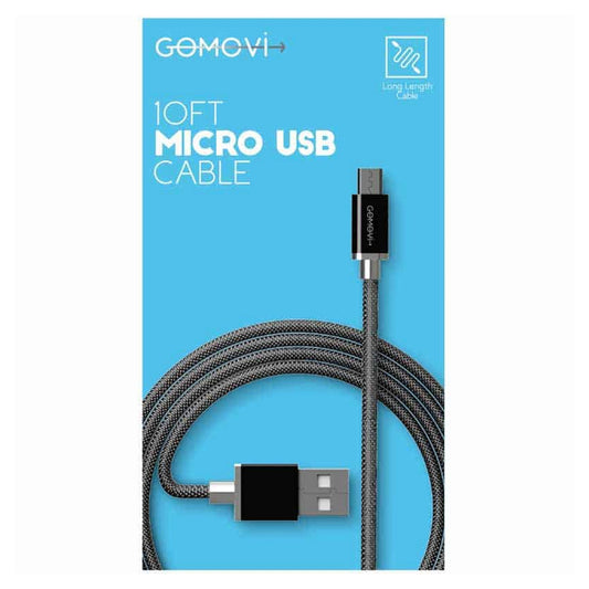 10 go movi braided micro usb cable with metal tip - black - bulk 24 -- 24 per case