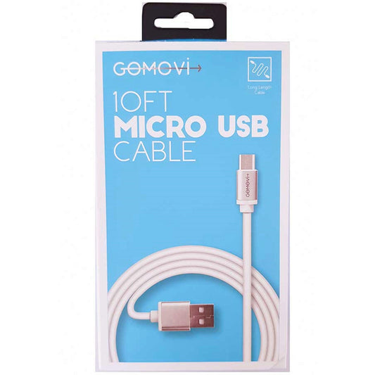 10 go movi braided micro usb cables with metal tip - white -- 24 per case