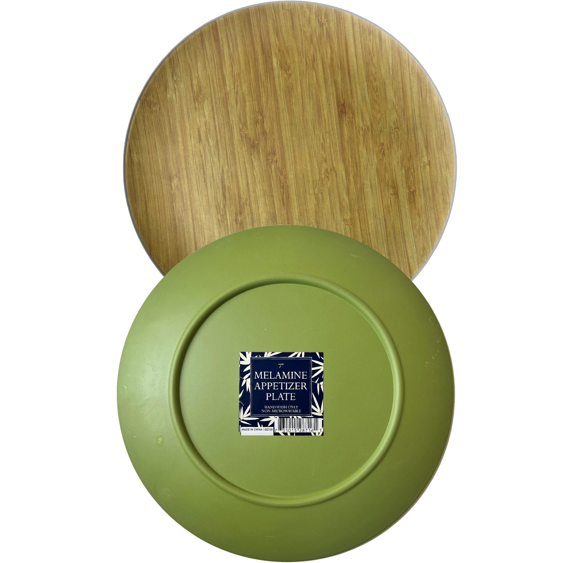 assorted color melamine & bamboo appetizer plates - -  -- 23 per box
