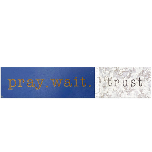 horizontal blue white pray wait love wood sign wall d cor -- 10 per box