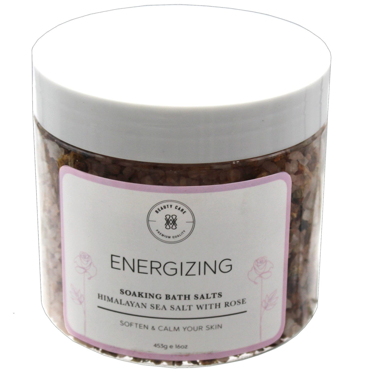 beauty care energizing soaking bath salts with himilayan sea salt and rose -- 16 per box