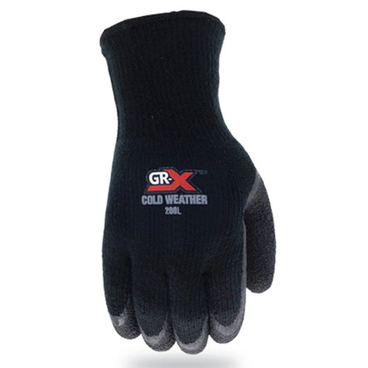 grx cold weather series 200 acrylic crinkle latex work gloves in size m -- 24 per box