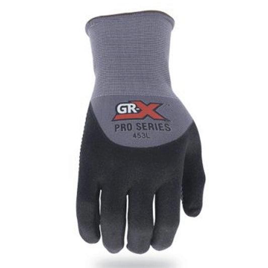 grx professional series 453 black dotted breathable nitrile work gloves in display in size m -- 36 per case
