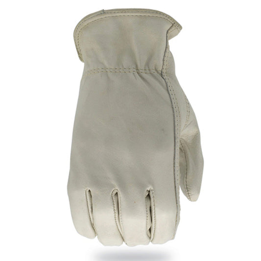 grx tradesman series 2500 white leather driver work gloves in size m -- 12 per box