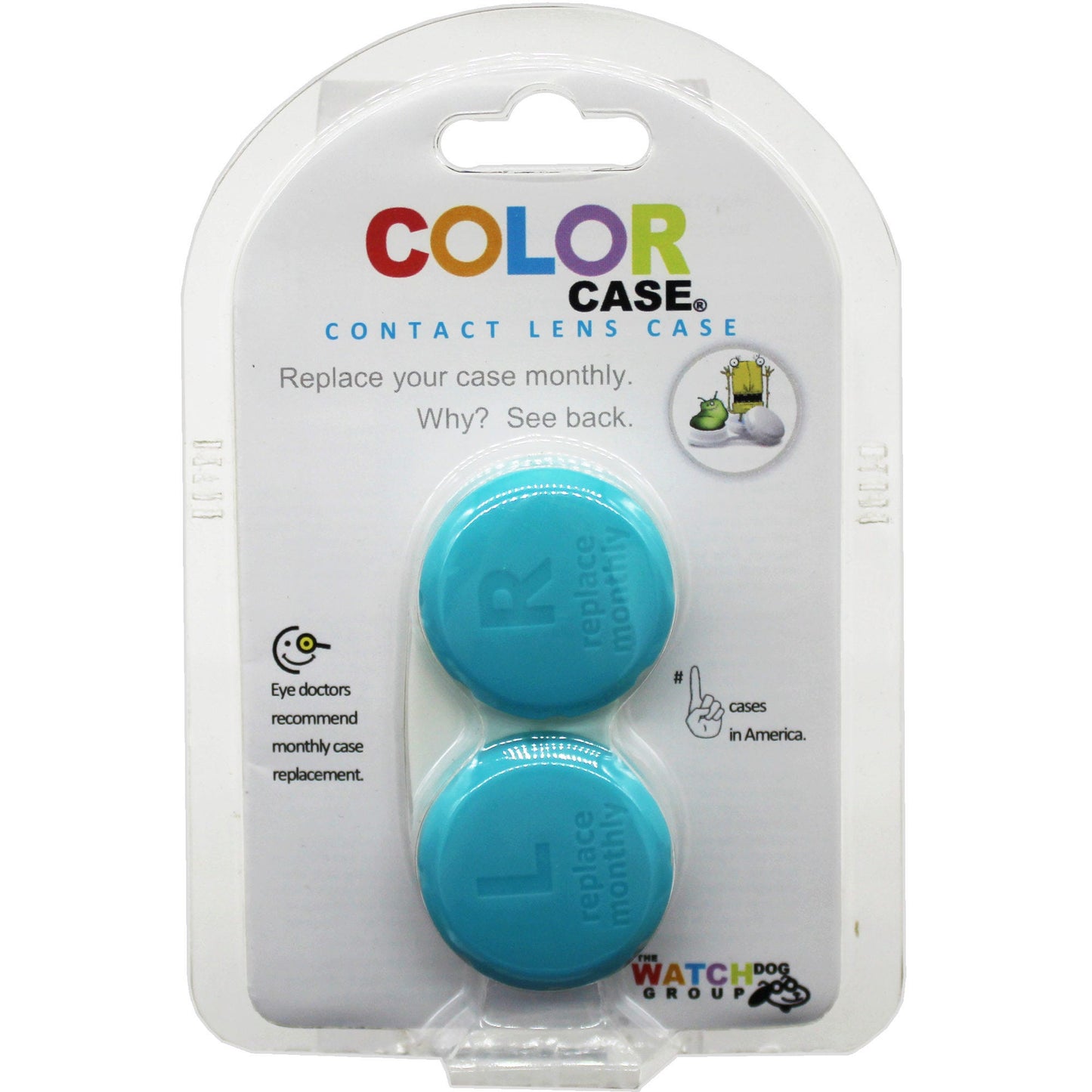 color case blue screw top contact lens case -- 124 per case