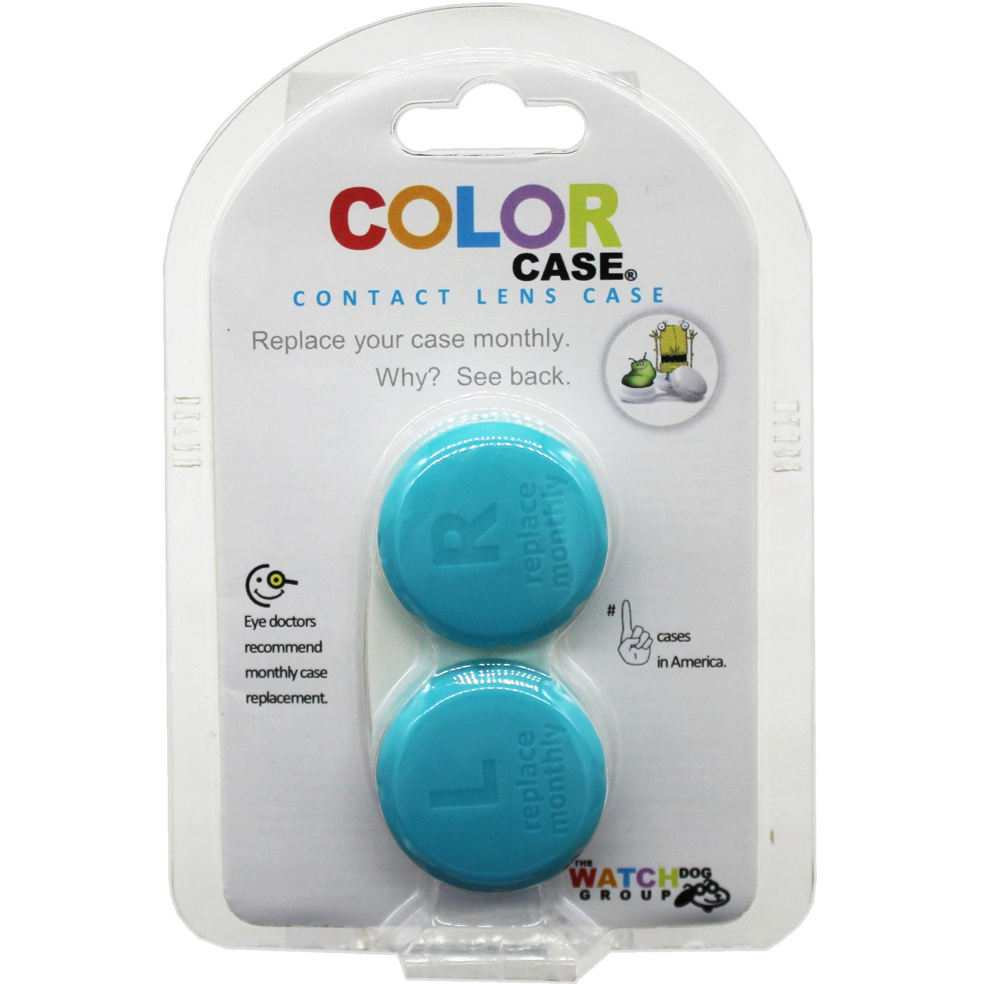 color case blue screw top contact lens case -- 124 per case