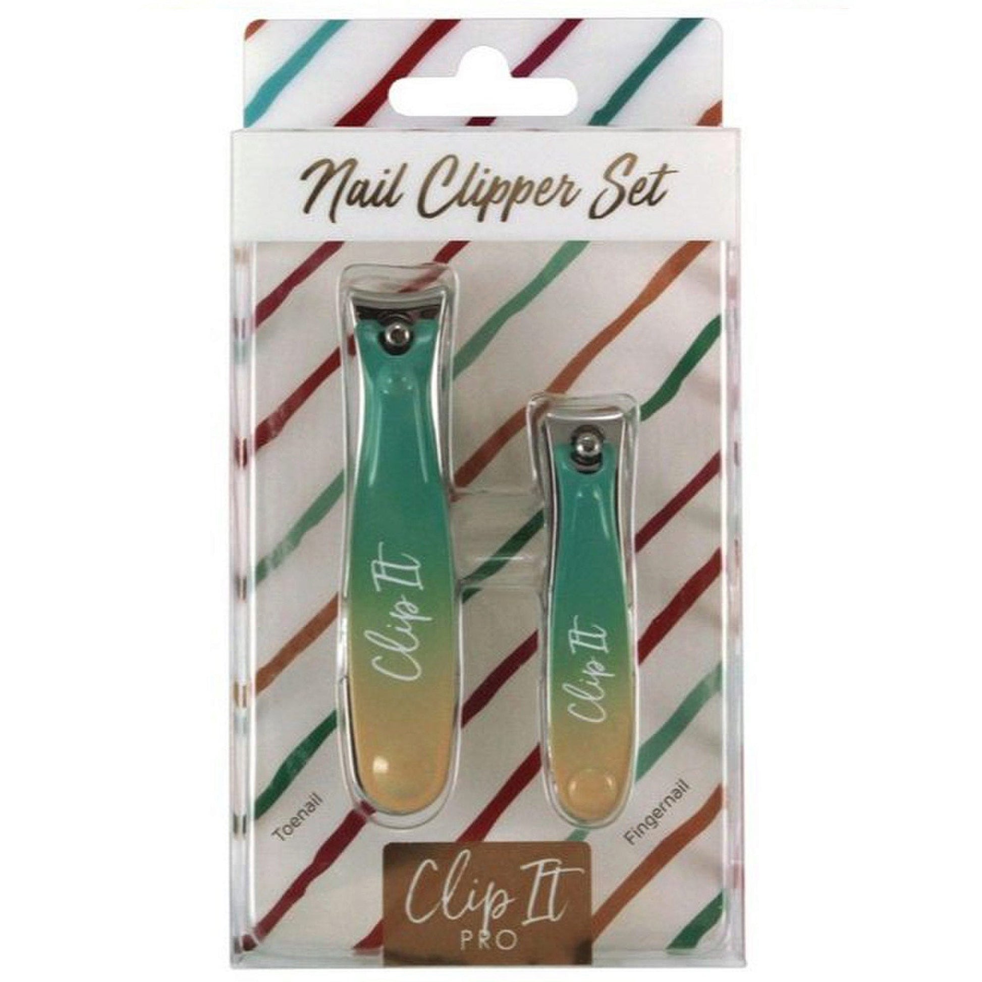 clip it pro toenail and fingernail clipper set in blue and yellow design -- 24 per box