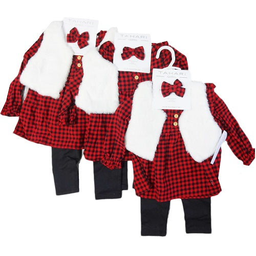 tahari infant dress 3pc red asst size -- 12 per box