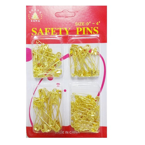 safety pins gold asst sizes -- 12 per box