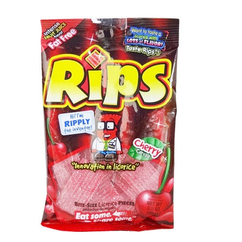 rips bite- size licorice cherry 3.5oz -- 12 per case