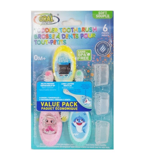 oral fusion toothbrush toddler 6pk asst -- 12 per box