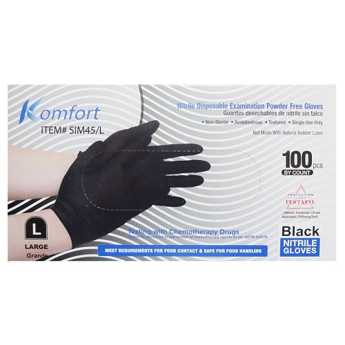 komfort nitrile gloves blck 100ct lg -- 10 per case