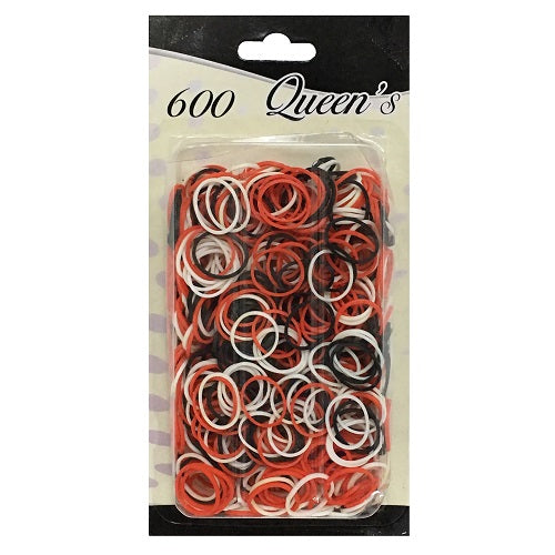 hair rubber bands 600pc red blck wh -- 12 per box