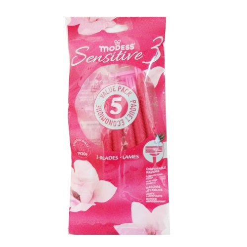 modess sensitive razor 5pk -- 24 per box