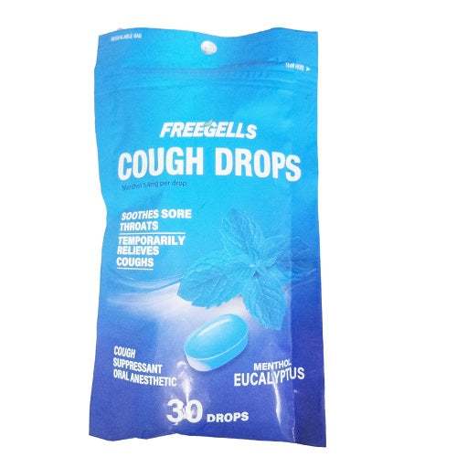 freegells cough drops 30ct eucalyptus -- 18 per case