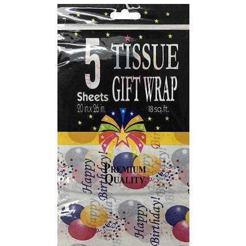 tissue paper 5ct happy b- day -- 12 per box