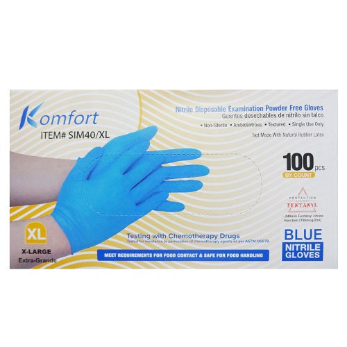 komfort nitrile gloves blue 100ct xl -- 10 per case