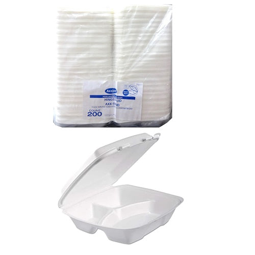 axxion foam cont 3 comp 100ct 9x9 -- 2 per case