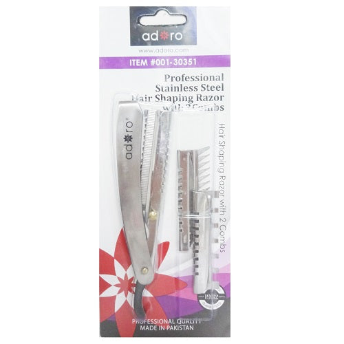 hair shaping razor w-2 combs -- 12 per box