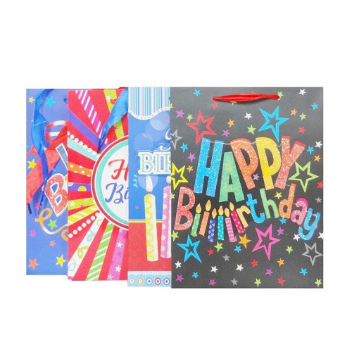 gift bags 3d happy birthday smll asst -- 12 per box