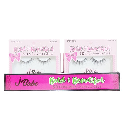 j- babe eyelashes 5d soft black -- 12 per case