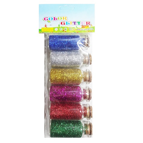 craft glitter strip 6pk 2in bottle asst -- 12 per case