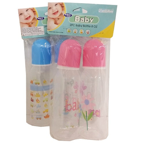 baby bottle set 2pc 8oz asst clrs -- 24 per box