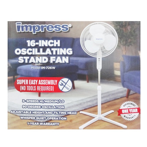 impress stand fan 16in white -- 2 per case