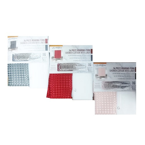 shower curtain set 14pc asst clrs -- 12 per case