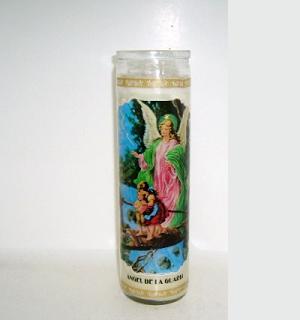 candle 8in angel de la guarda white -- 12 per case