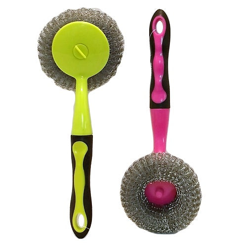 metal scrubber w- long handle asst clrs -- 24 per case
