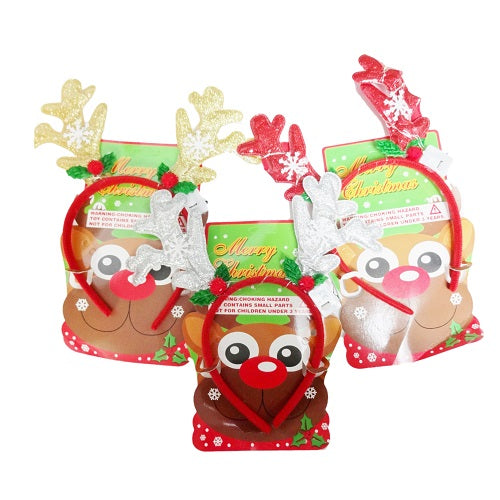 x- mas headband deer ears w- light -- 12 per box