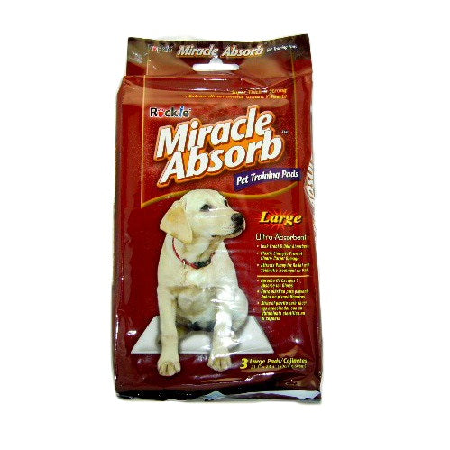 miracle absorb pet training pads lg 3pc -- 24 per case