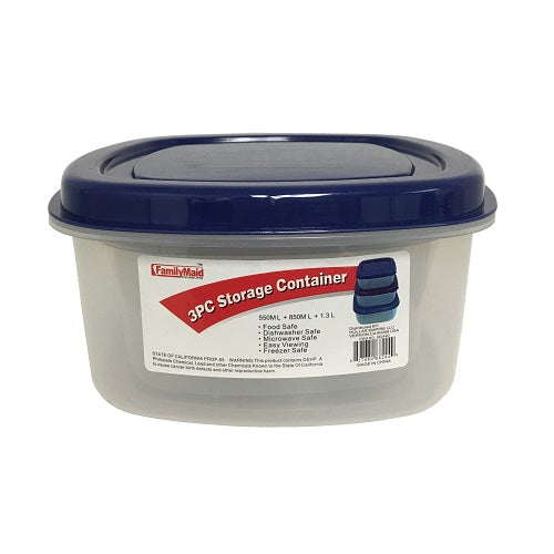 food container 3pc squre blue clr lid -- 48 per case