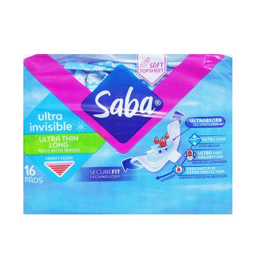 saba maxi pads 16ct ultra thin long -- 4 per case