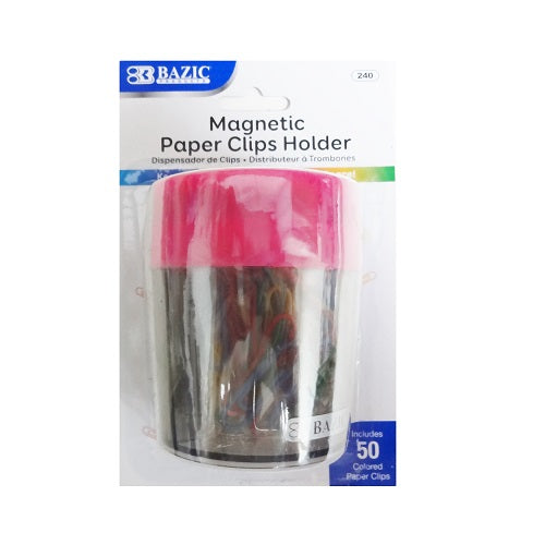 paper clips 50ct w- magnetic holder -- 24 per box