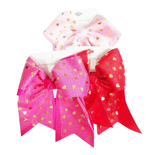 hair metal snaps bow w- hearts asst clrs -- 12 per box