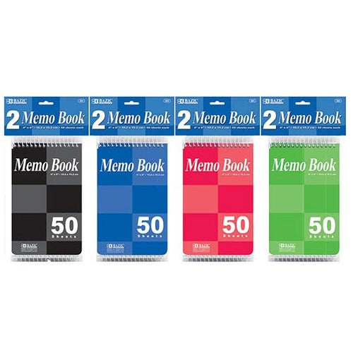 spiral memo book 50 sheets 2pk 4 x 6 -- 24 per box