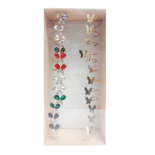bracelet metal w- butterfly asst clrs -- 12 per box