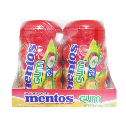 mentos gum bottles 50pc tropical red frt -- 4 per box