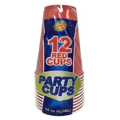 u.h party cups 12pc red 16oz -- 24 per case