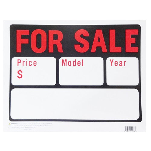 sign car for sale 9 x 11 black -- 24 per box