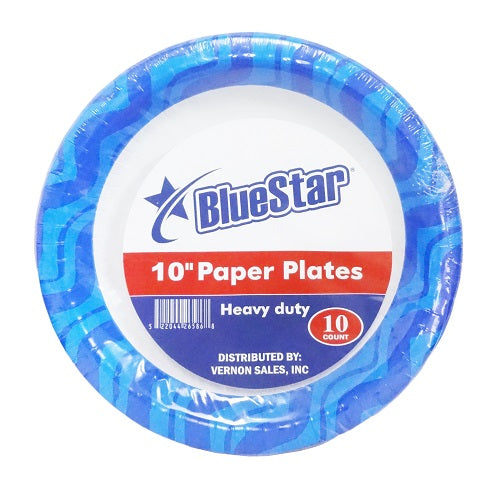 blue star paper plates 10ct 10in blue -- 24 per case