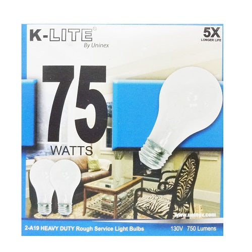 k- lite light bulb 2pk 75w 750lumens -- 54 per case