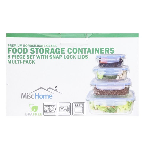 food container 8pc glass multi- pack -- 4 per case
