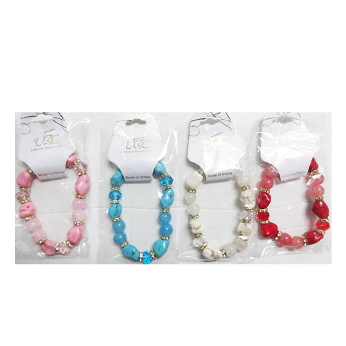 bracelet gemstone beads asst clrs -- 12 per box